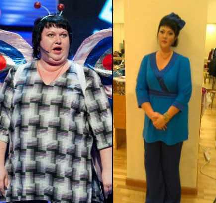 На фото Ольга Картункова до и после похудения