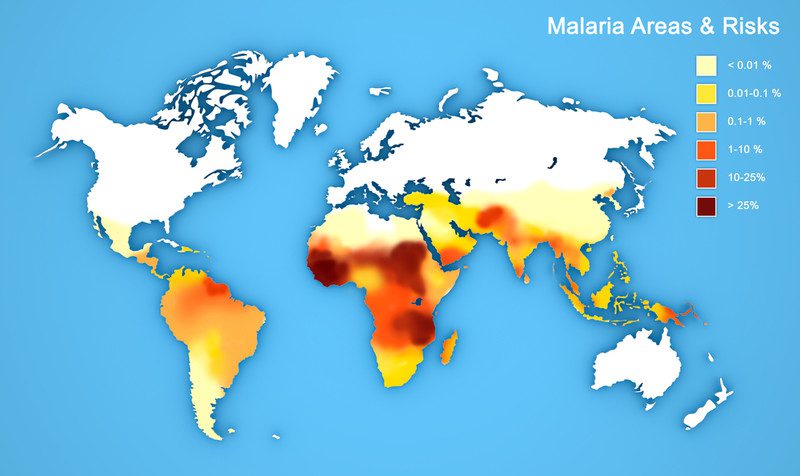 Карта распространения малярии
